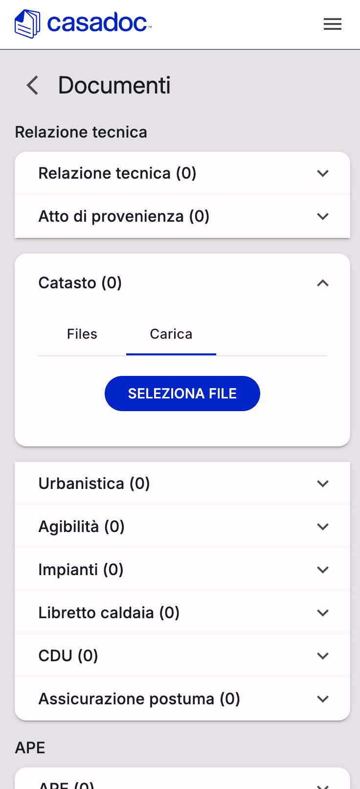 Caricamento documenti tramite app Casadoc